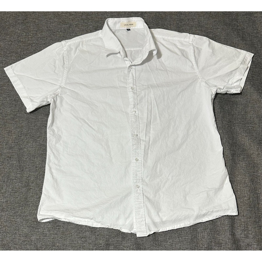 Short Sleeve White Button-Down Shirt by
